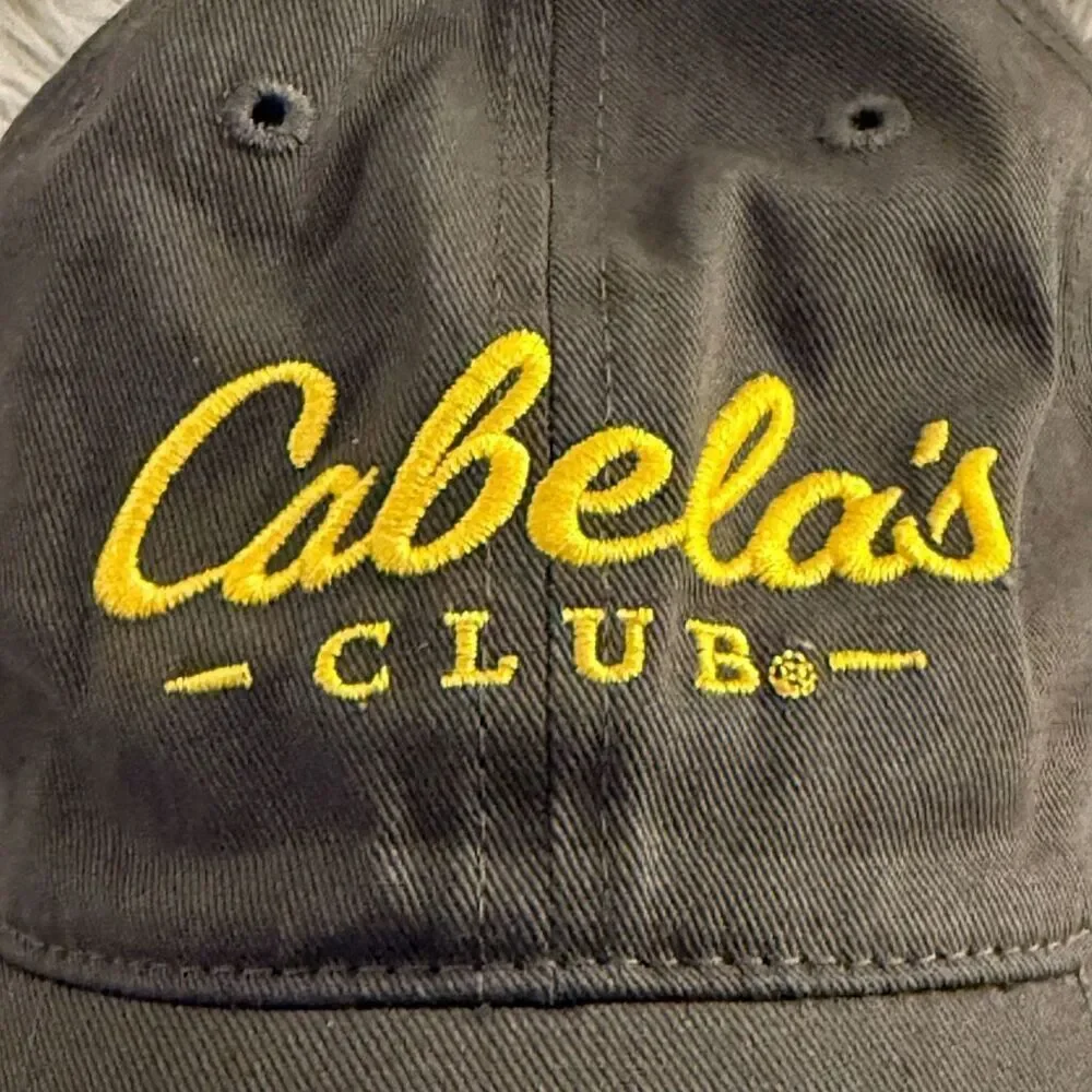 Cabela's Club Hat Cap Gray Yellow Embroidered Adjustable Dad Hat One Size Unisex